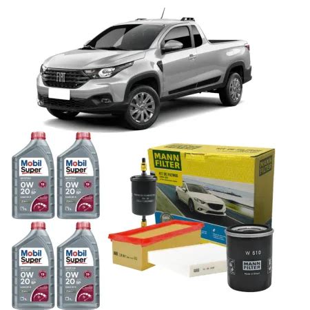 Kit troca óleo 0w20 Fiat Strada 1 3 6v Flex 2020 em diante Fast Oleo