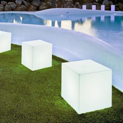 Cuby Lampe D Ext Rieur Cube Lumineux H Cm Blanc New Garden