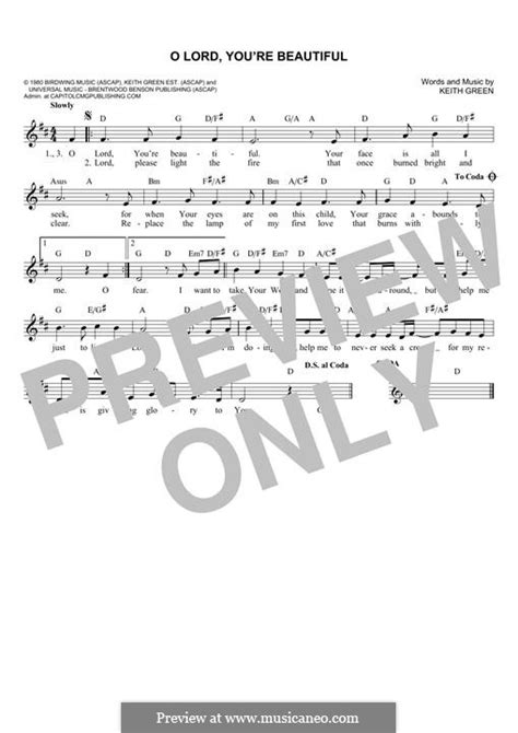 Oh Lord You Re Beautiful By K Green Sheet Music On MusicaNeo