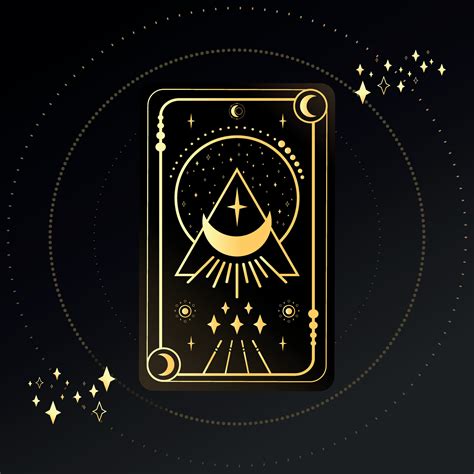 Oro Tarot Tarjeta Con Un Brillante Creciente En Tri Ngulo Decorado Con