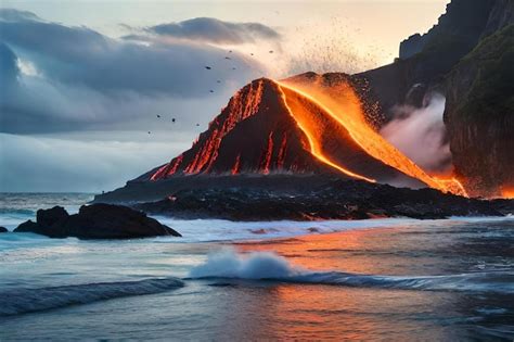 Un Atardecer Con Una Monta A Al Fondo Foto Premium