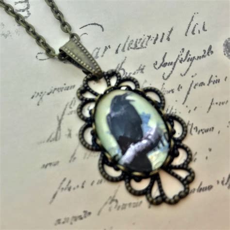 Raven Cameo Pendantblack Cat Cameo Pendanthalloween Pendant Etsy