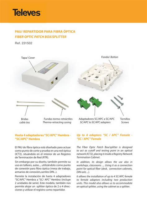 Pdf Pau Repartidor Para Fibra Ptica Docs Televes