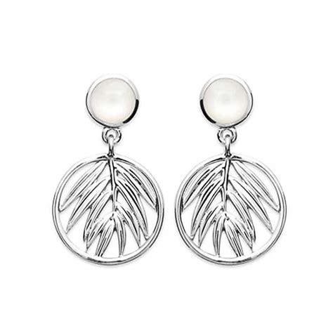 Boucles D Oreilles Pendantes Argent Nacre