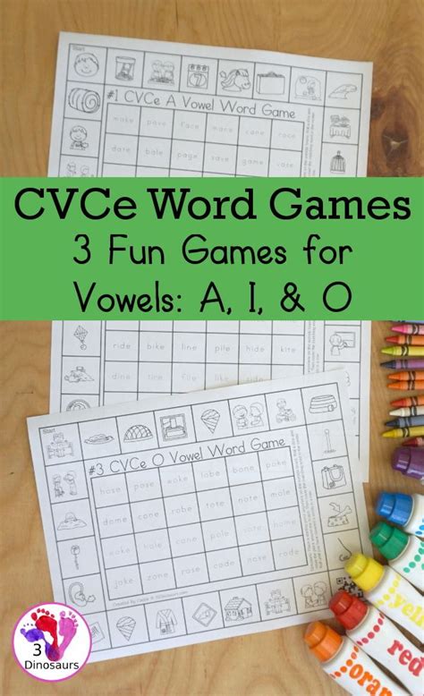 Free Cvce Word Printable Games 3 Fun Games With A Mix Of Games By Long Vowel Sound With Lots