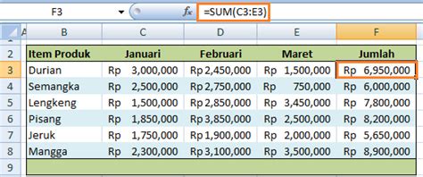 Belajar Microsoft Excel Fungsi Sum Dan Rumus Penjumlahan Pada Excel