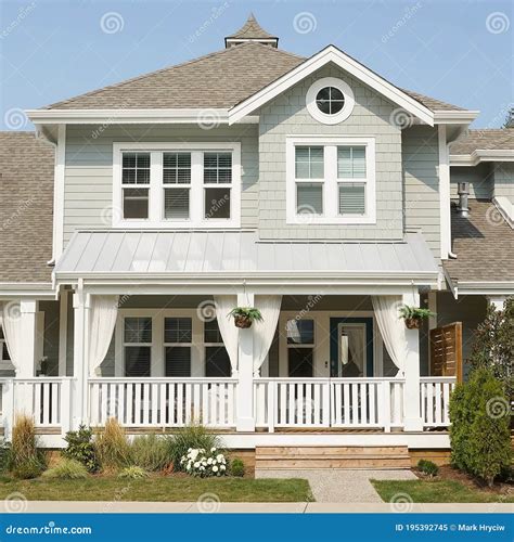 Canadian Home House Exterior Details White Picket Railing Stock Image