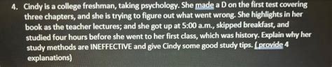 Solved Cindy Is A College Freshman Taking Psychology She