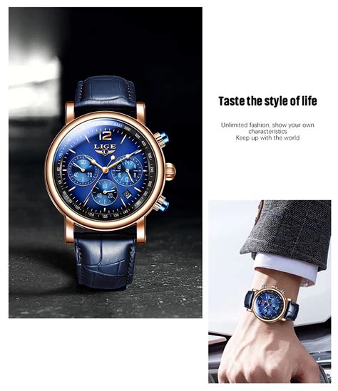 Lige Mens Chronograph Watch Blue Vivid Nuance South Africa