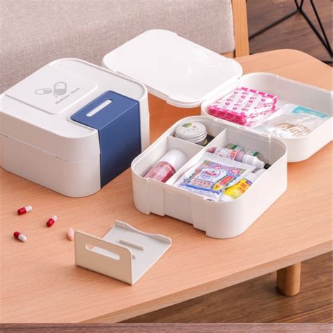 Two Layers Medicine Chest Plastic Home Use Storage First Aid Kit Box