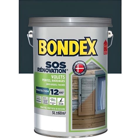 BONDEX Lasure Opaque Rénovation Volets Gris Anthracite Ral 7016 Satin