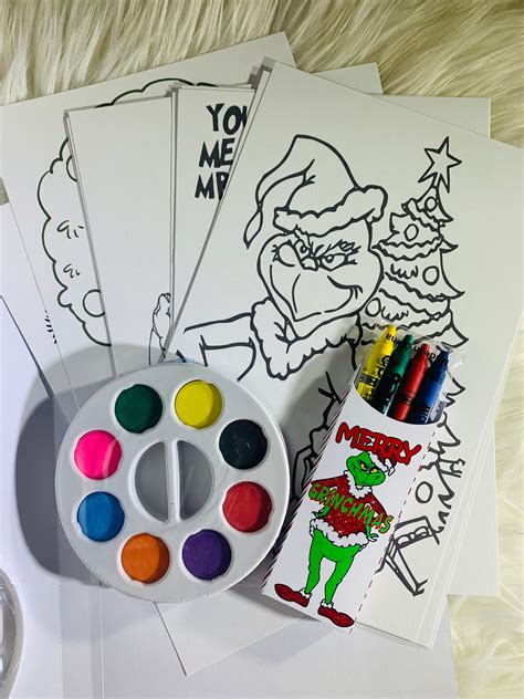 Grinch Paint/coloring Kit, Painting Pages, Coloring Kit, Coloring Pages ...