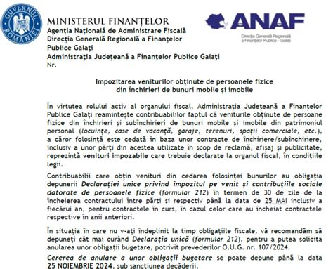 ANAF oficial impozitarea veniturilor obținute de persoanele fizice