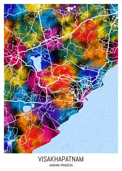 visakhapatnam andhra pradesh map  point art wall art