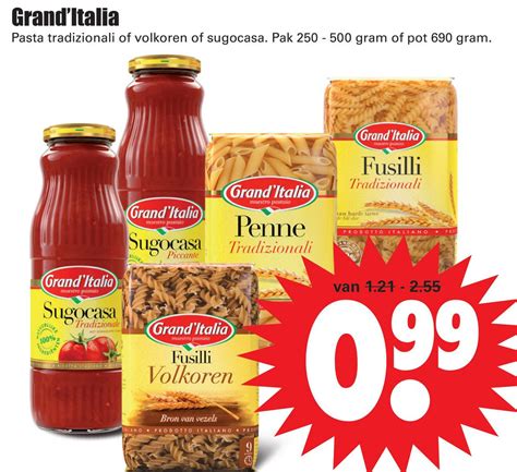 Grand Italia Pasta Tradizionali Of Volkoren Of Sugocasa Aanbieding Bij Dirk