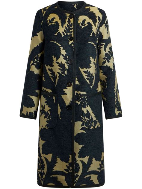 ETRO Jacquard Reversible Coat Blue FARFETCH