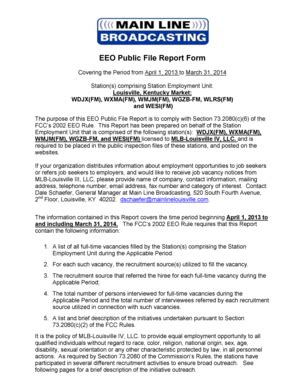 Fillable Online Eeo Public File Report Form Easy Rock Fax Email