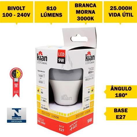 Kit 20 Lâmpadas Led 15w Bulbo E27 3000k Branco Quente Kian Leroy Merlin