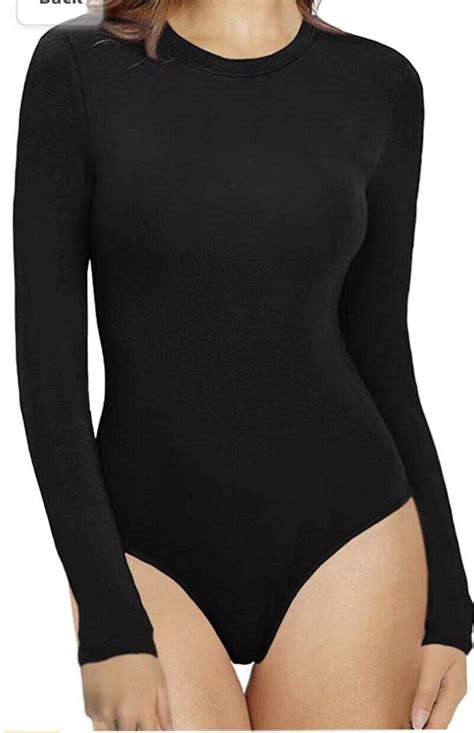 Mangopop Women S Size Small Long Sleeve Bodysuit Crewneck Black New Nwt