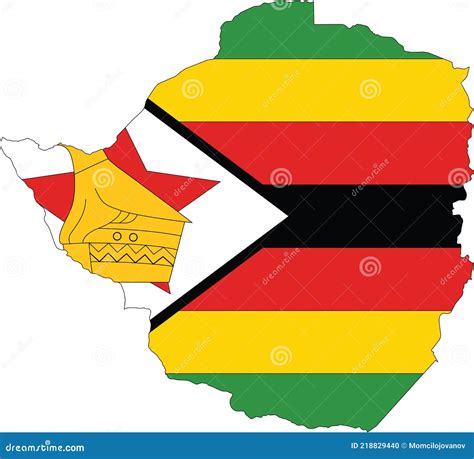 Flag map of Zimbabwe stock vector. Illustration of carving - 218829440