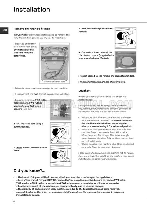 Hotpoint Wd Washer Dryer Washing Machine Instructions For