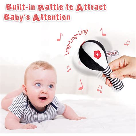 2pcs Soft Rattles For Babyblack And White High Contrast 0 3 Months