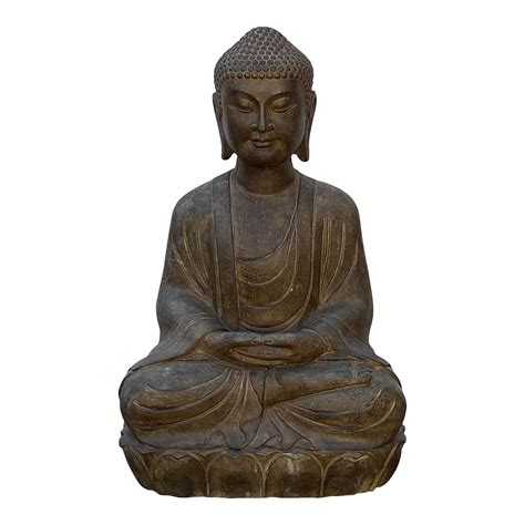 Chinese Oriental Stone Sitting Buddha Amitabha Shakyamuni Statue Chairish