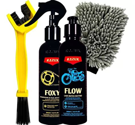 Flow Shampoo Para Lavar Motos Razux Luva Foxy Limpa Corrente