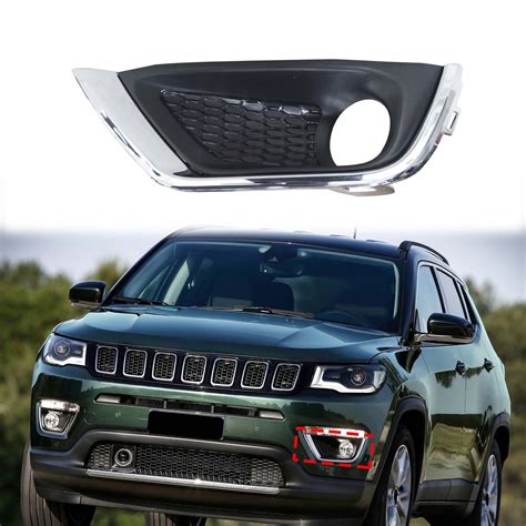 Left Front Bumper Fog Lamp Light Cover Chrome Trim For Jeep Compass