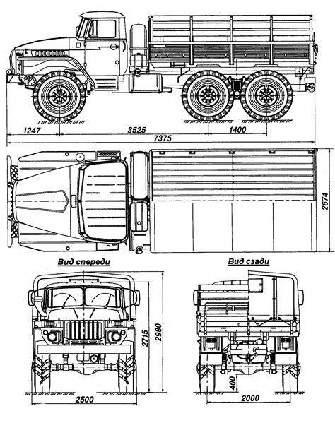 Ural-4320 Blueprint - Download free blueprint for 3D modeling