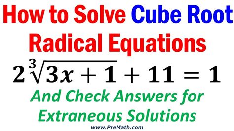 Solving Cube Root Equations Worksheets