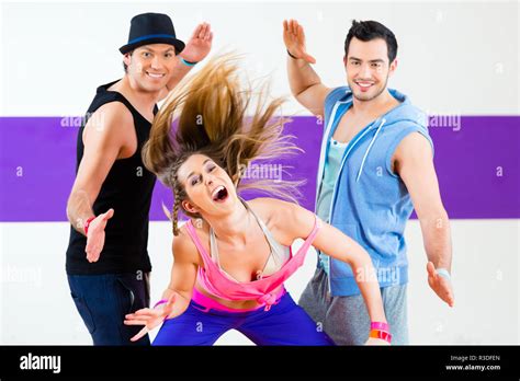 Dancer Exercising In Zumba Fitness Dance Studio Stock Photo Alamy