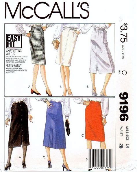 Mccalls 9196 Misses Skirts 80s Vintage Sewing Pattern Etsy Straight Skirt Long Dress