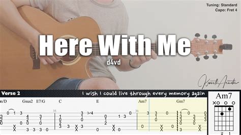 Here With Me D4vd Fingerstyle Guitar Tab Chords Lyrics Youtube