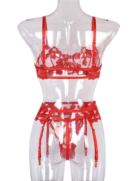 Women Babydoll Red Sheer Lace Sexy Lingerie Milanoo