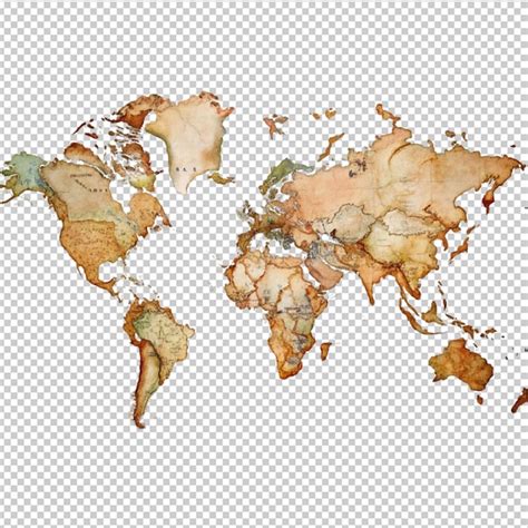 World Map On Transparent Background Premium AI Generated PSD