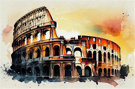 Premium Photo | Watercolor painting of the colosseum in rome