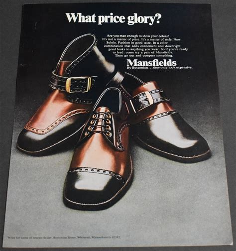 1970 Print Ad What Price Glory Mansfields Bostonian Mens Shoes