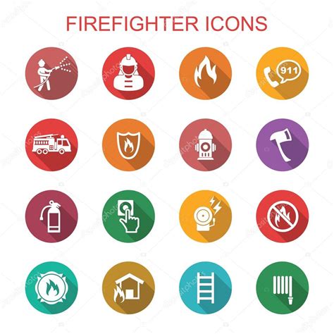 Firefighter Long Shadow Icons Stock Vector By ©tulpahn 90842220