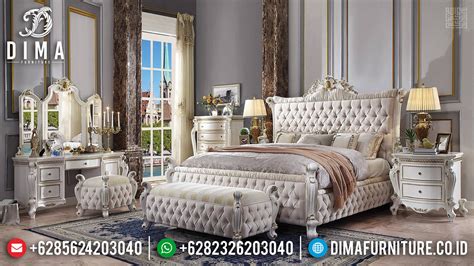 Classic Luxury Tempat Tidur Mewah Ukiran Jepara New White Duco Combine