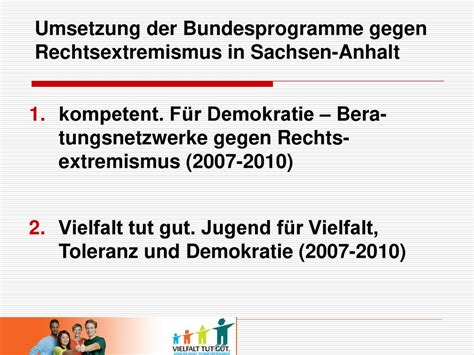 Umsetzung Der Bundesprogramme Gegen Rechtsextremismus In Sachsen Anhalt