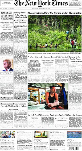 The New York Times In Print For Friday May 12 2023 The New York Times