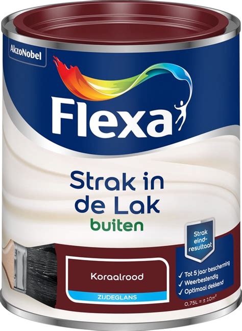 Flexa Strak In De Lak Zijdeglans Buitenverf Koraalrood 750 Ml Bol