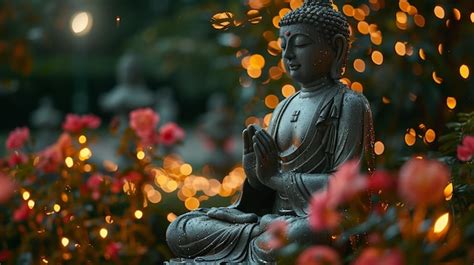 Premium Photo | Buddha statue sitting in a garden