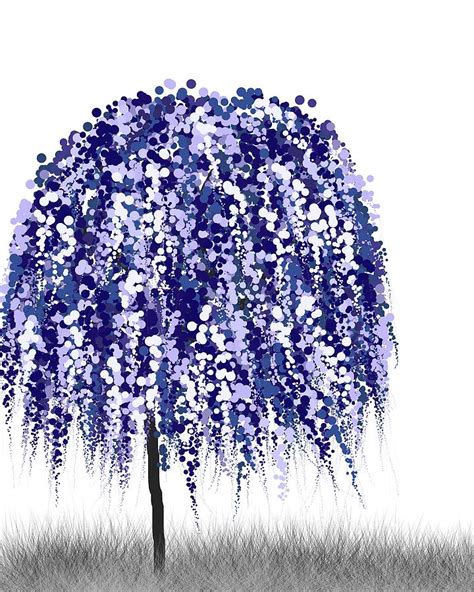 Blue Willow Tree Digital Art by Teri Martin