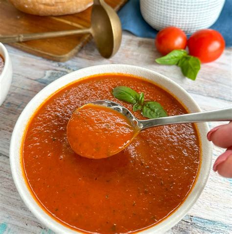 Slow Cooker Roasted Tomato And Basil Soup Just A Mums Kitchen