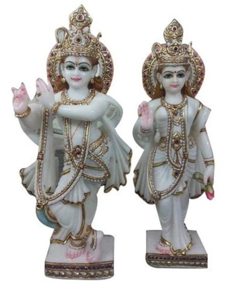 Golden Hindu Marble Radha Krishna Statue For Worship Size Feet