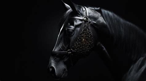 Premium AI Image | a black horse with a silver bridle and a black ...