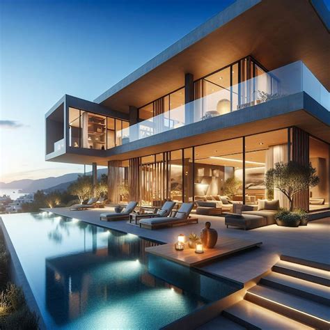 Premium Photo | Modern design architecture house mansion with swimming ...