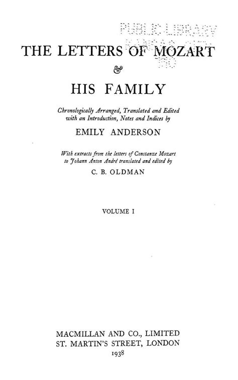 THE LETTERS OF MOZART & HIS FAMILY VOLUME I | Mozart, Classic ...